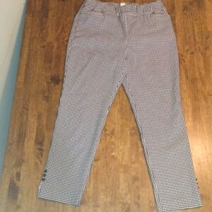 Chico's Black and White Gingham Elastic Waist Pull on Ankle Pants 14/2.5